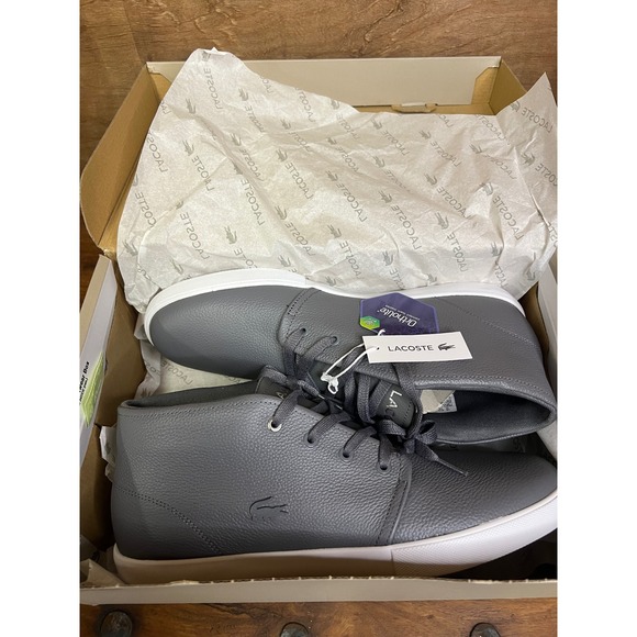 Lacoste Asparta 319 1 Mens Dark Grey Pebbled Leather Mid Top Sneakers 12 NEW - Picture 5 of 6